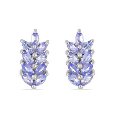 BUY 925 STERLING SILVER NATURAL TANZANITE GEMSTONE LEAF EARRINGS